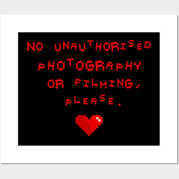 No unauthorised photography or filming, please. Wall Art by LanaBanana